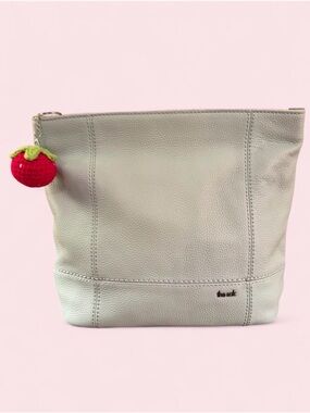 The Sak Mint Green Leather Pouch w/Crocheted Strawberry Charm